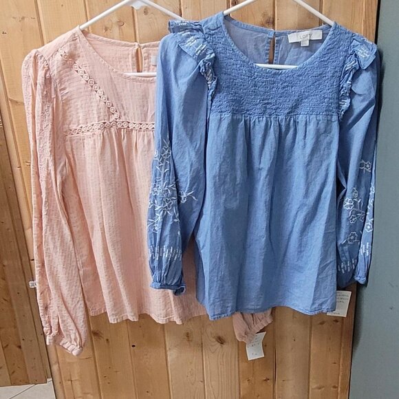 LOFT Tops - Loft Blouse Bundle Pink Blue | Size Small | Two Pack Casual Workwear